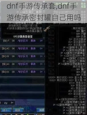 dnf手游传承套伤害-DNF手游传承套深度解析